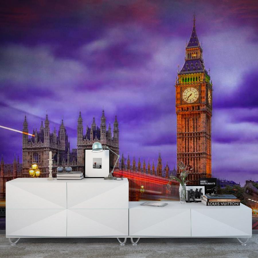 фотообои биг бен в сиреневых облаках 9-566