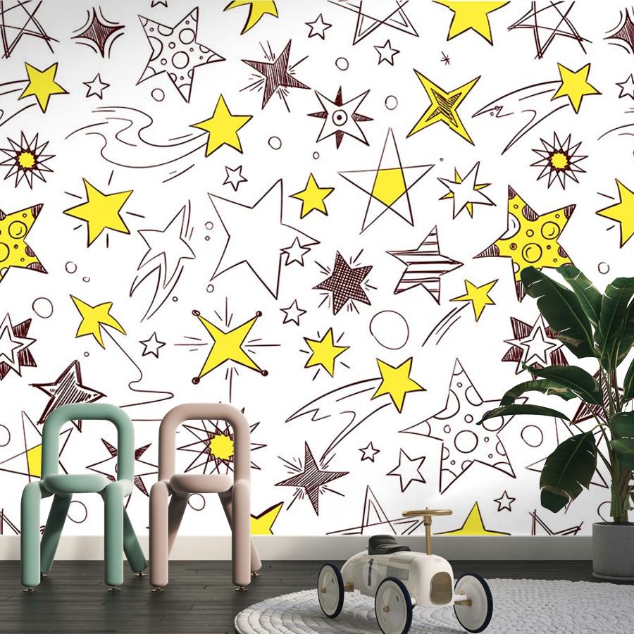 Фотообои и фотообои звездочки желтые 12-703
