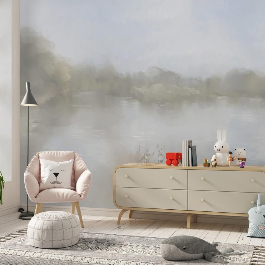 фотообои озеро в дымке 13-1099