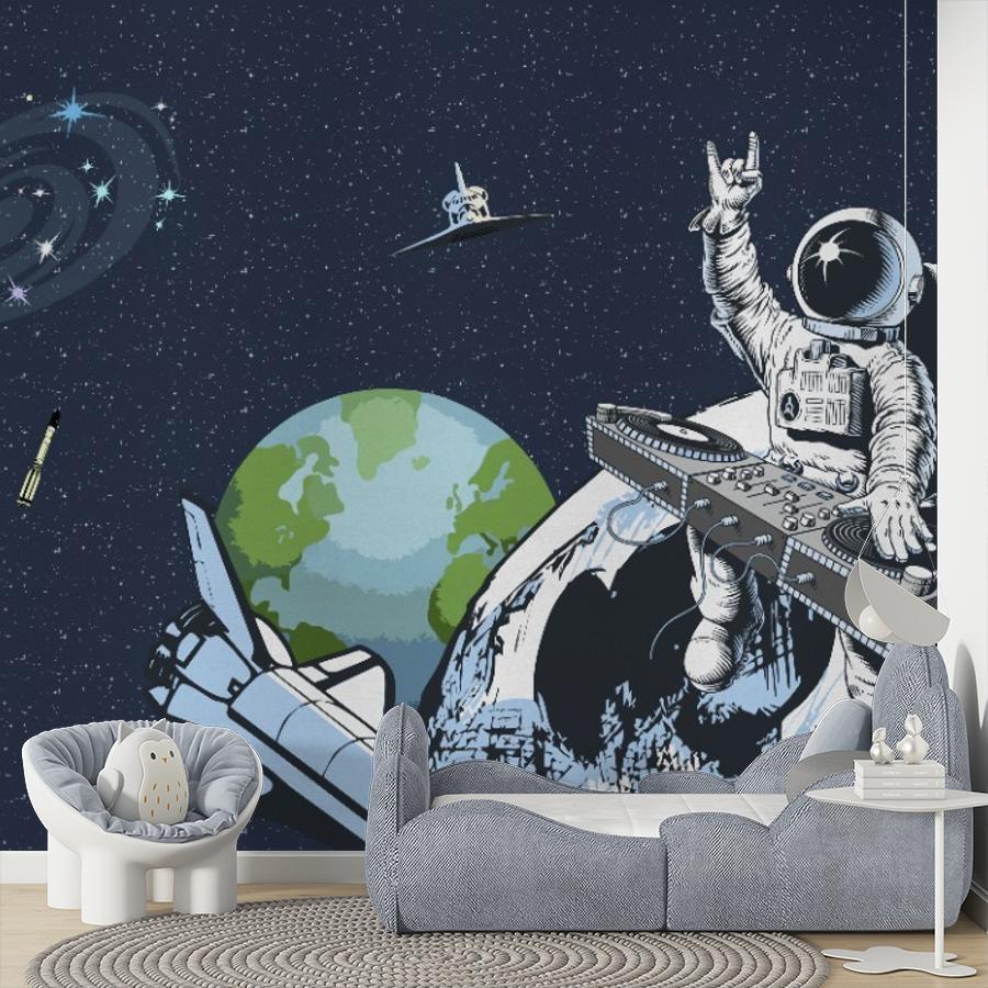фотообои в детскую: космонавт-диджей. 14-734
