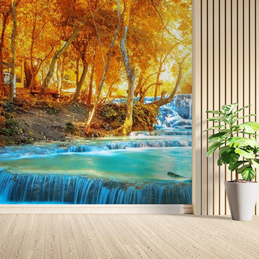 фотообои водопад в лесу луангпхабанг лаос 9-891