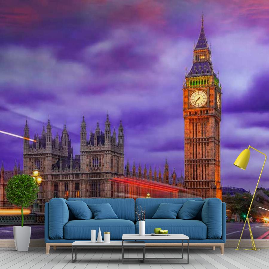 фотообои биг бен в сиреневых облаках 9-566