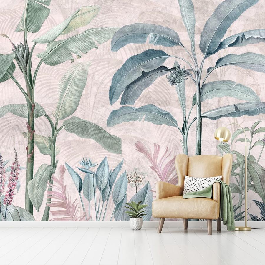 фотообои пальмы розовый фон 12-1850