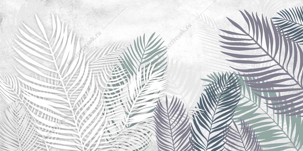 Фотообои Пальмовые листья на белом фоне