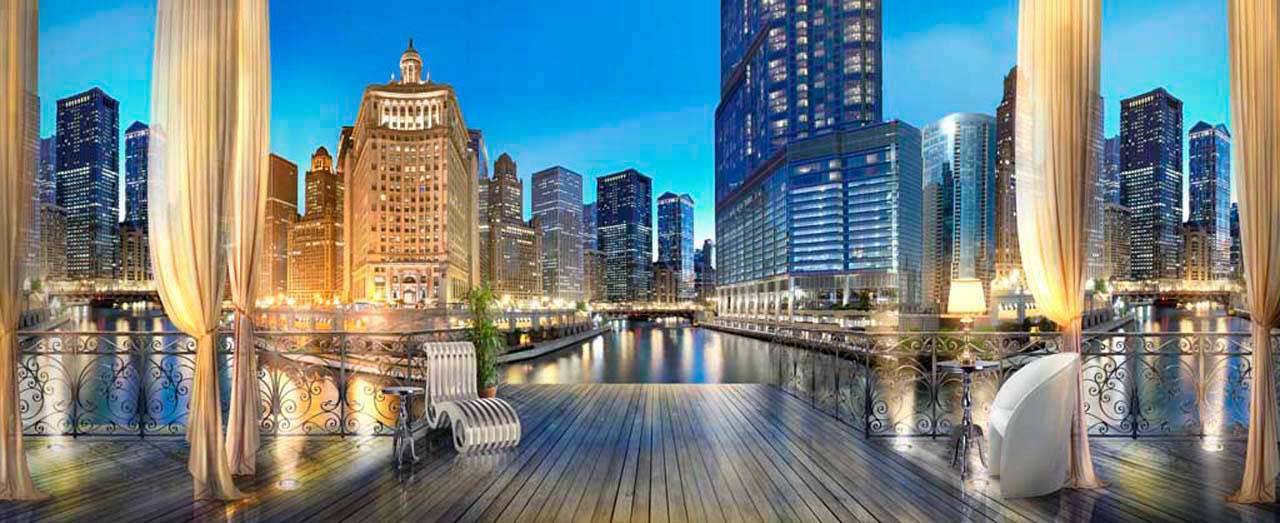 фотообои кафе в ночном мегаполисе 11-106