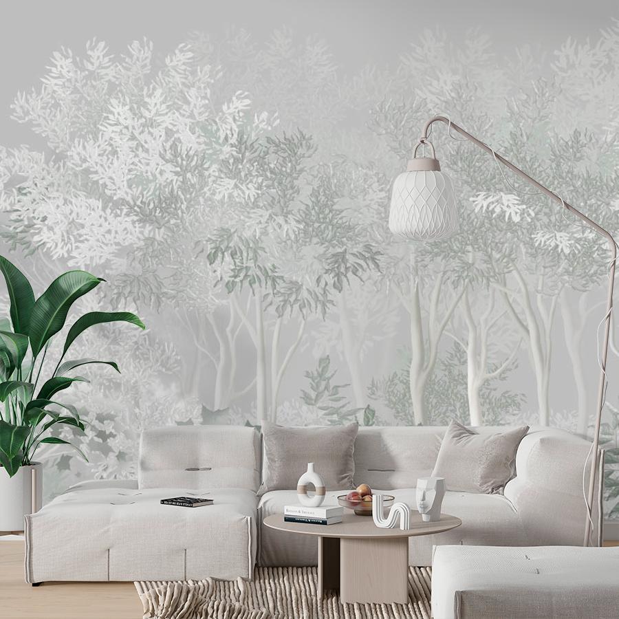 фотообои в гостиную лес серый 13-672