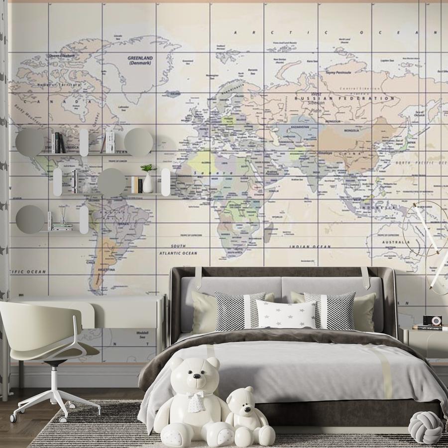 фотообои карта мира в клетку 14-590