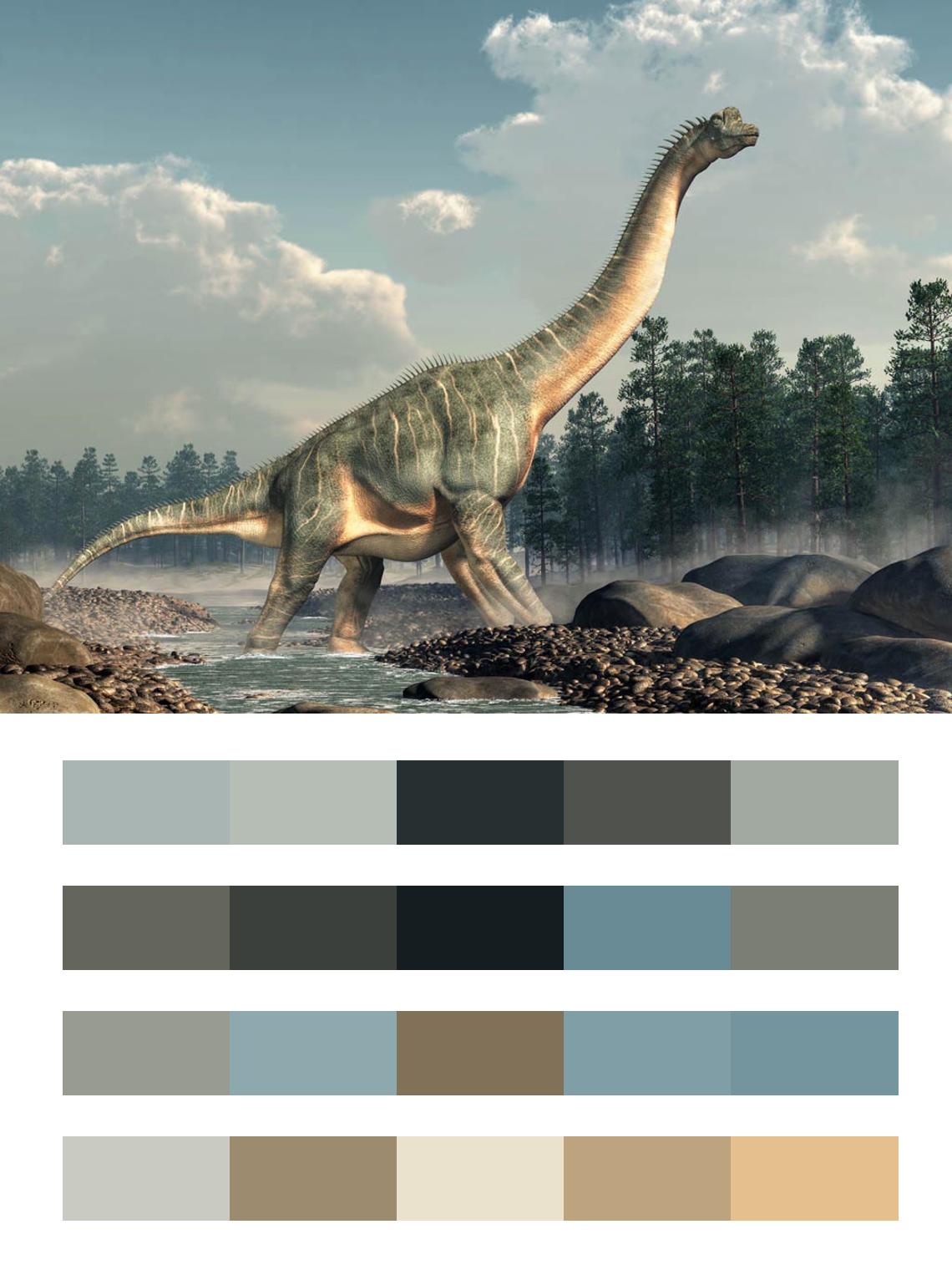 Динозавр Брахиозавр в воде цвета