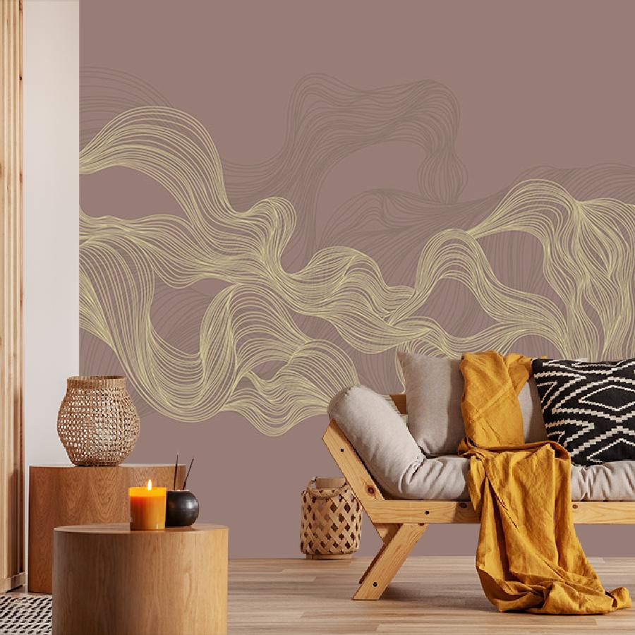 фотообои линии золотые на терракотовом 14-972