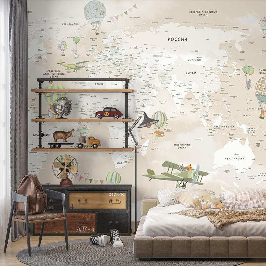 фотообои бежевая подробная карта мира на русском 12-1670 фотообои бежевая подробная карта мира на русском 12-1670
