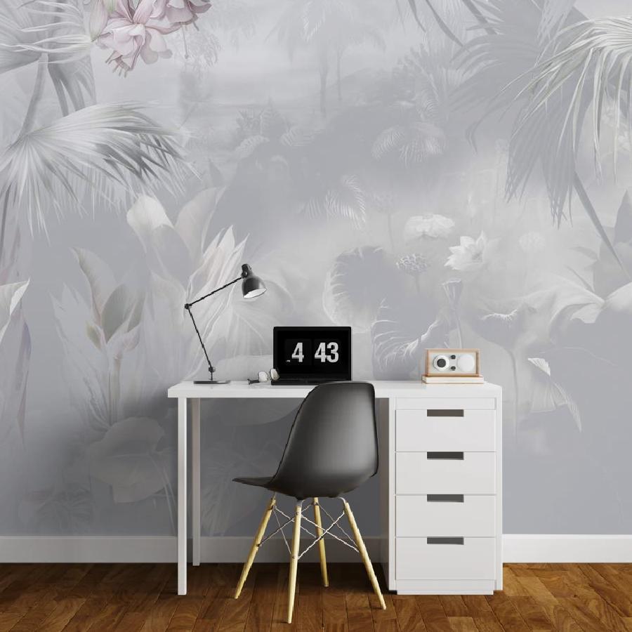 фотообои абстрактный рисунок цветы серые 13-987