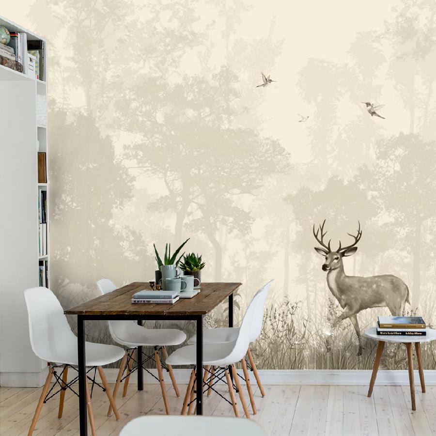 фотообои олененок в туманном лесу 14-281 фотообои олененок в туманном лесу 14-281