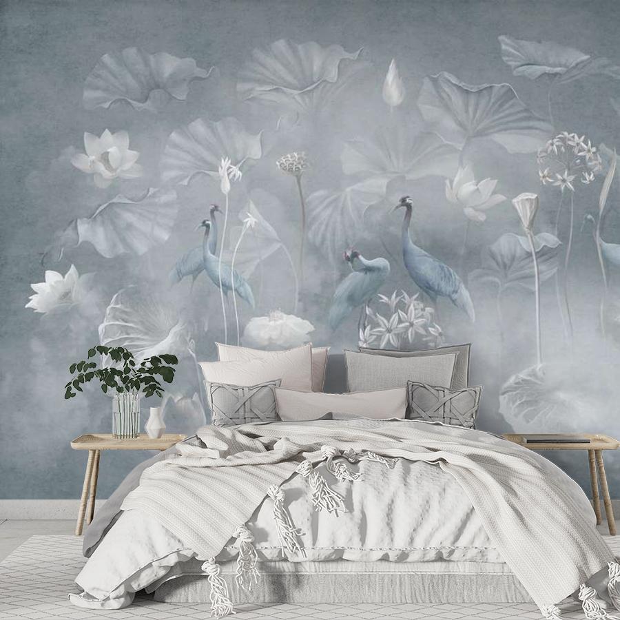 фотообои грациозные журавли в райском саду 13-1014