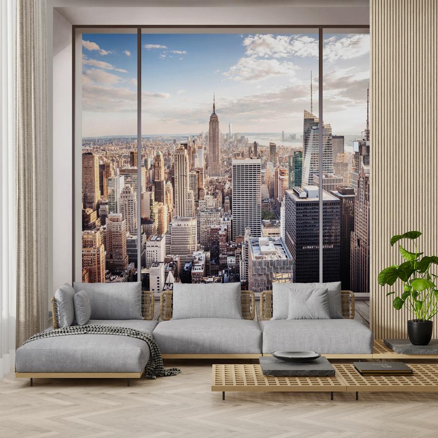 фотообои окно с видом на мегаполис 19-0067