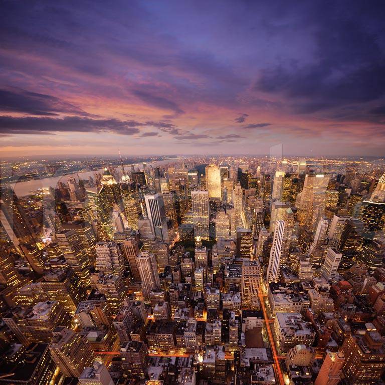 Фотообои Нью Йорк вид сверху на ночной город