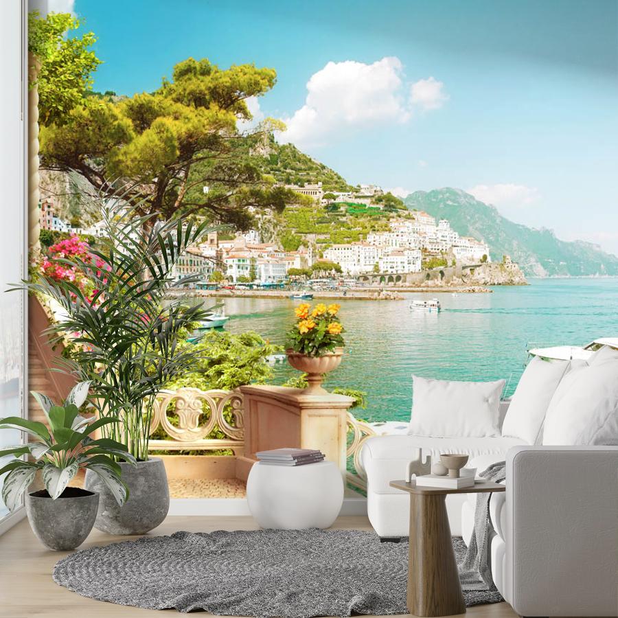 фотообои колонны с лестница возле набережной 19-0194