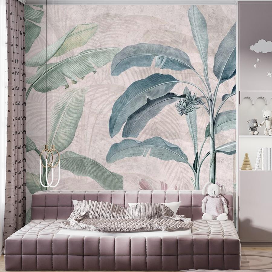 фотообои пальмы розовый фон 12-1850