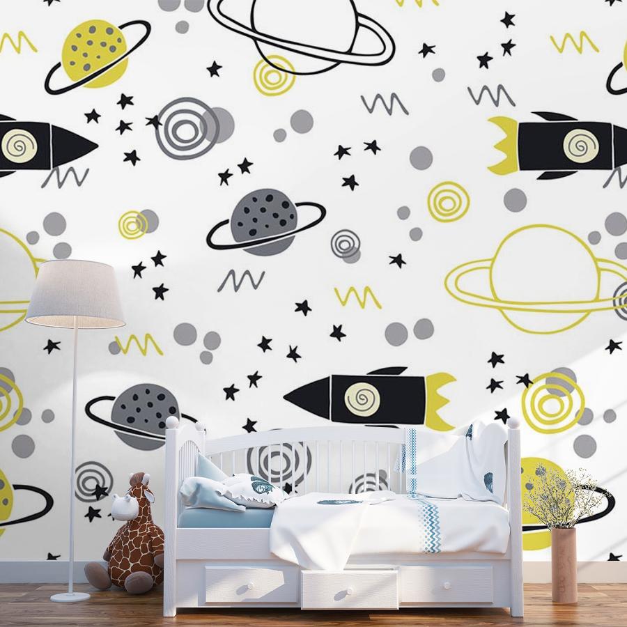 фотообои космос желтый 12-697