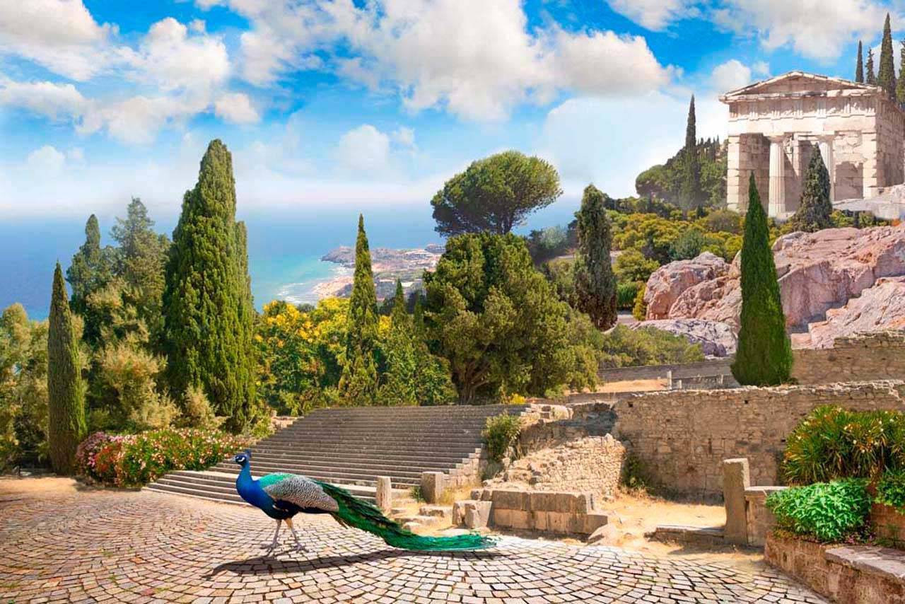 фотообои античный парк с павлином 7-037