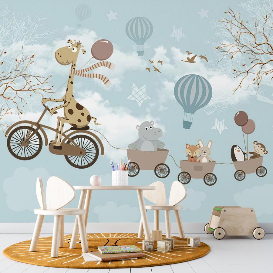 фотообои звери на велосипеде в небе 12-1174