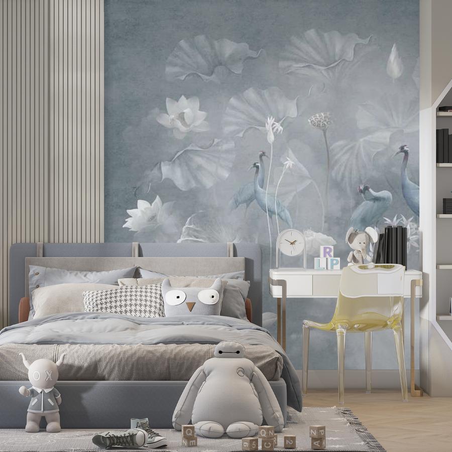 фотообои грациозные журавли в райском саду 13-1014