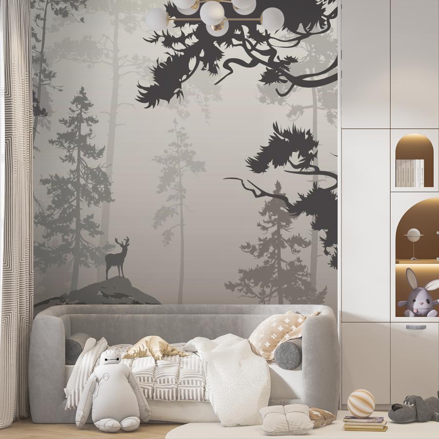 фотообои черно белый лес 9-963