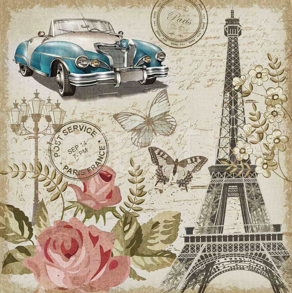 Фотообои Париж винтажная открытка