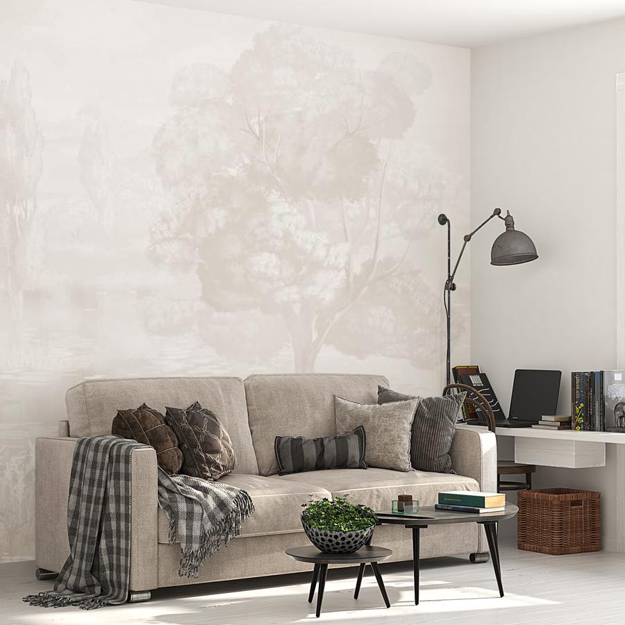 фотообои деревья бежевые в дымке 13-1078