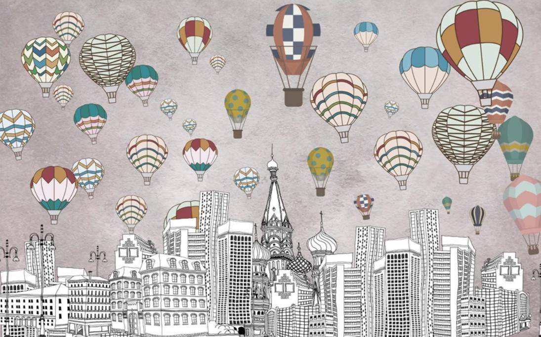 Фотообои Воздушные шары над городом