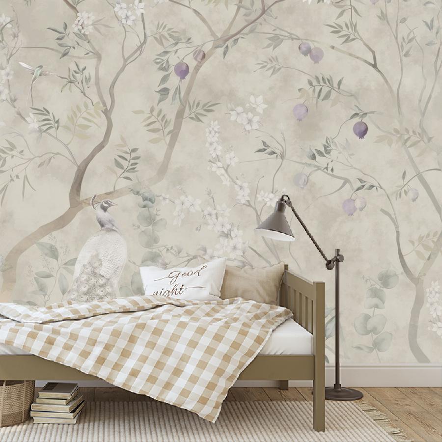 фотообои шинуазри пейзаж с павлином 13-1114