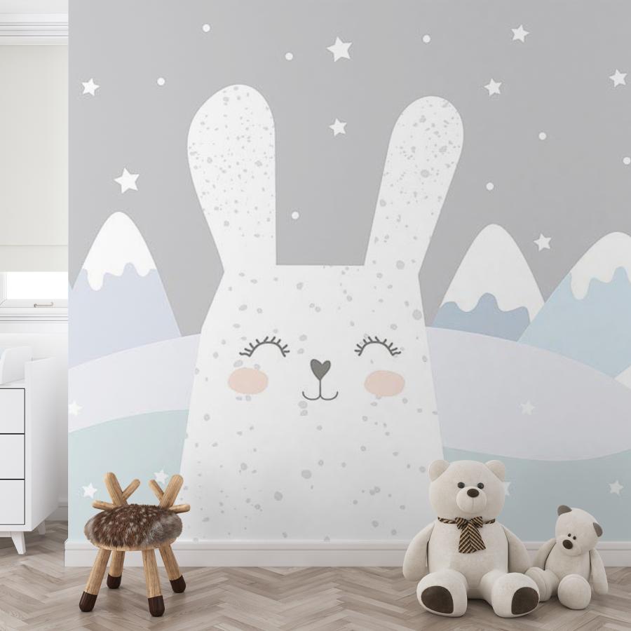 фотообои зайка в зимнем лесу 12-1429 фотообои зайка в зимнем лесу 12-1429