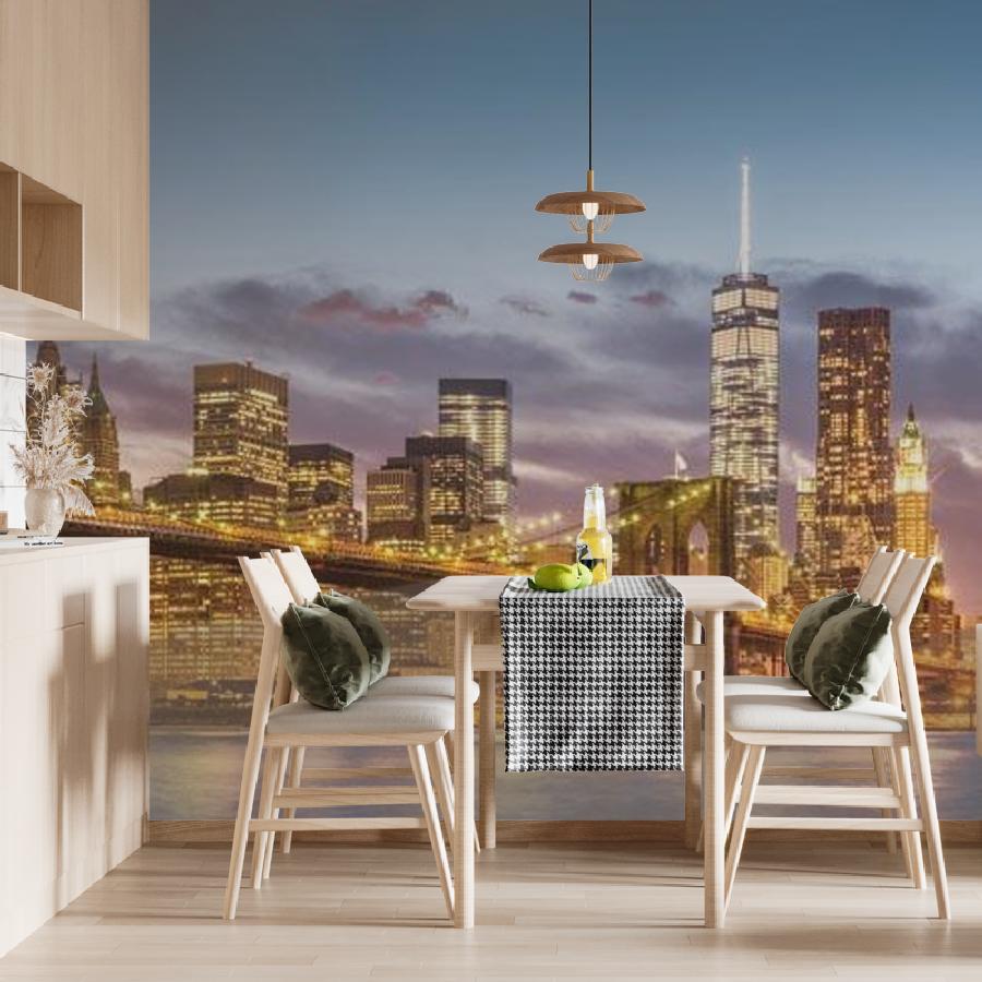 ночной бруклинский мост панорама 9-828