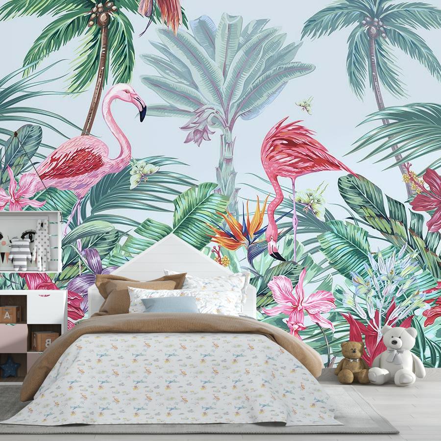 фотообои фламинго в джунглях 12-1589