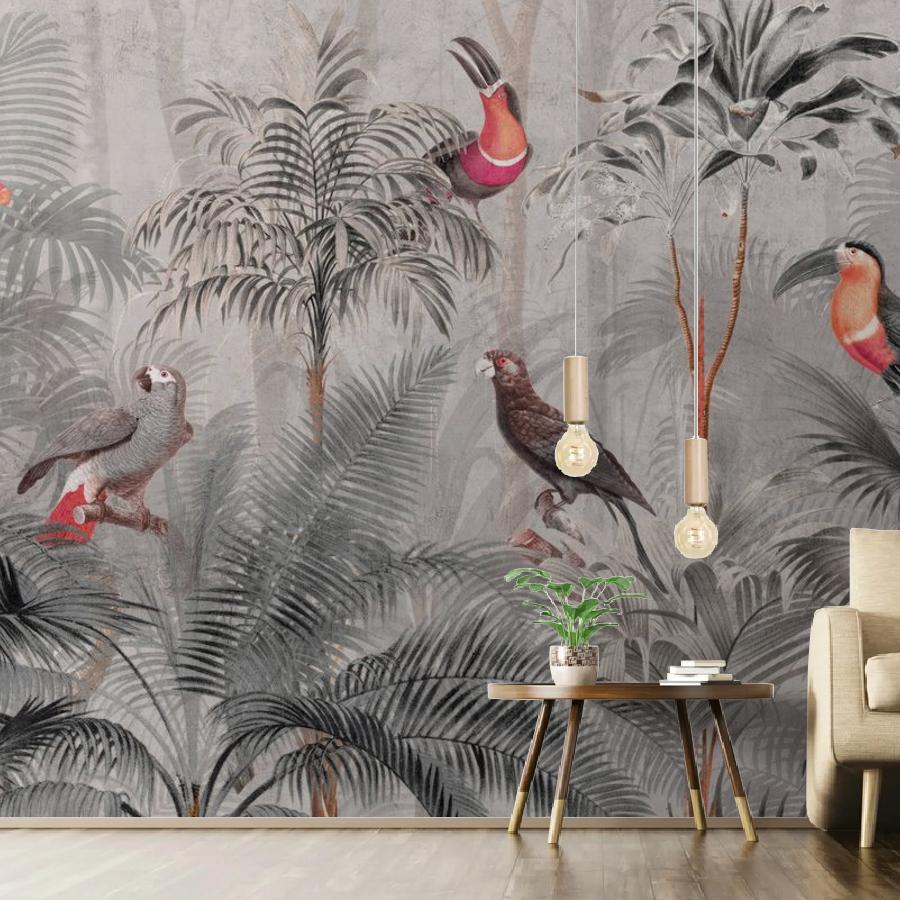 фотообои тропический лес с птицами 12-1844