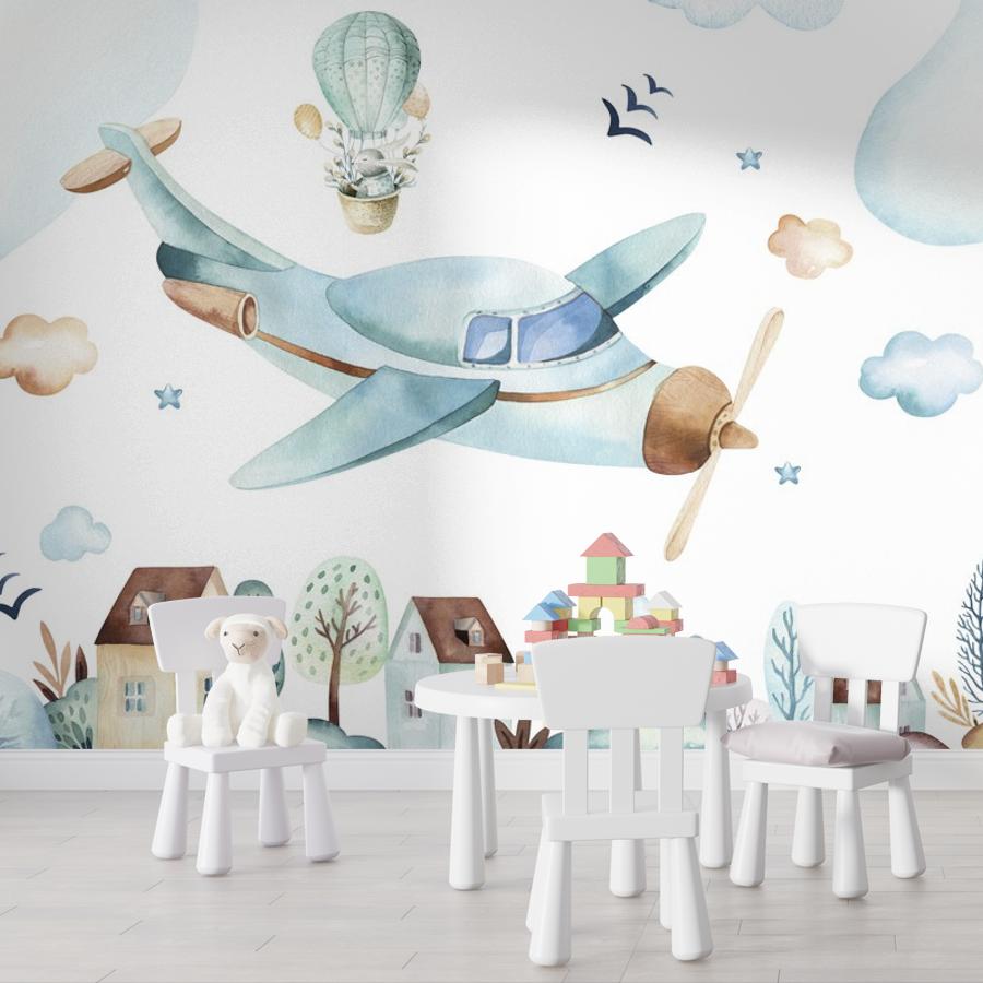 фотообои самолетик над городом 14-506 фотообои самолетик над городом 14-506