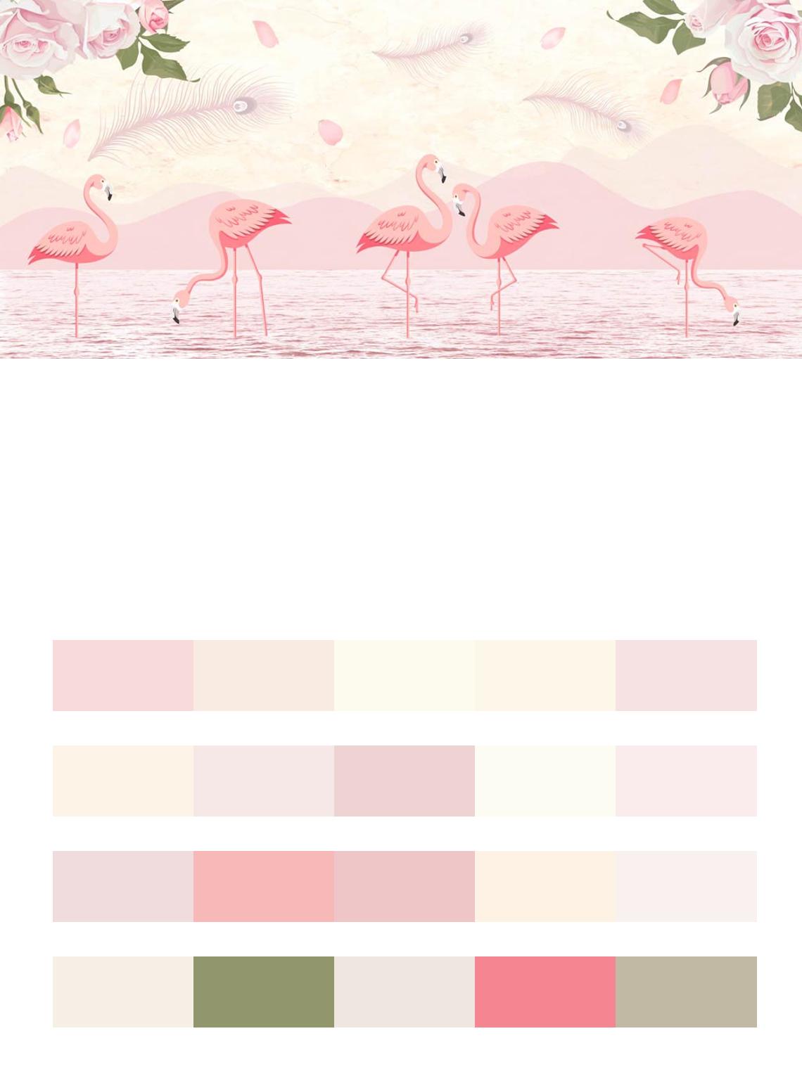Фламинго на фоне гор цвета