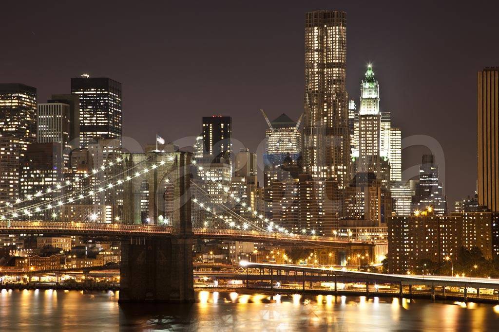 Фотообои Ночной мост Нью Йорка