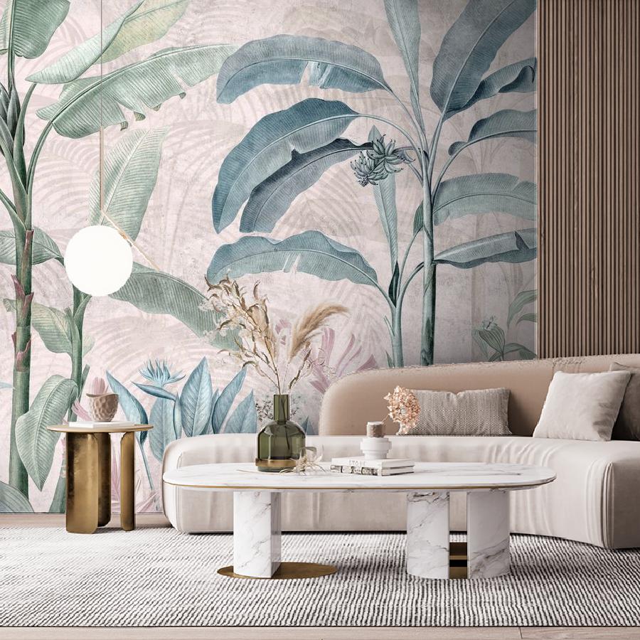 фотообои пальмы розовый фон 12-1850