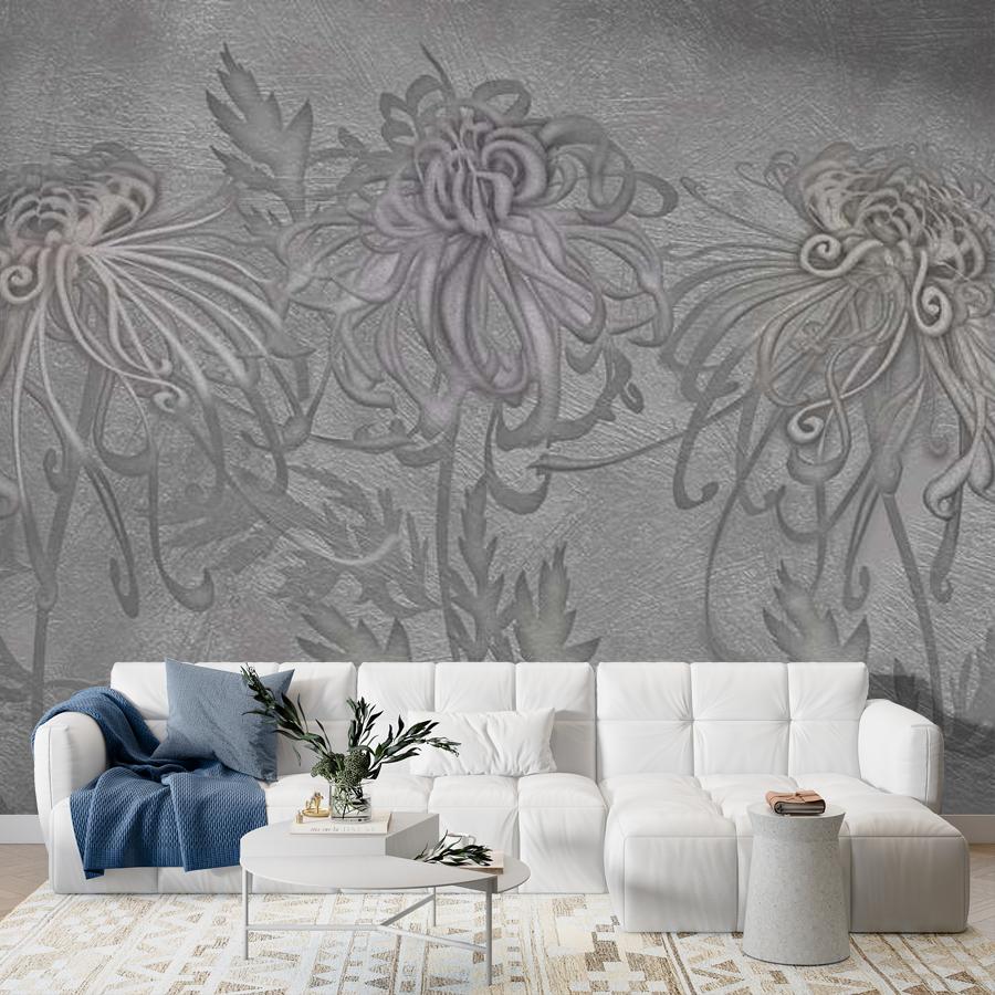 фотообои 3д цветы серые 13-1001