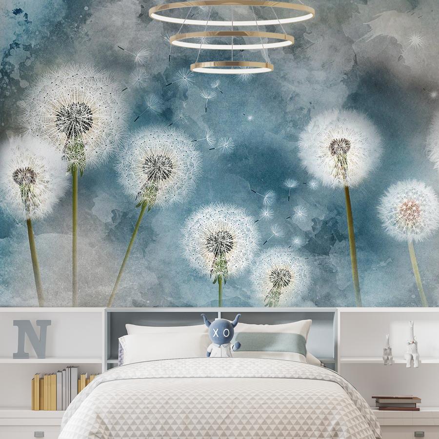фотообои одуванчики на синем фоне 14-476