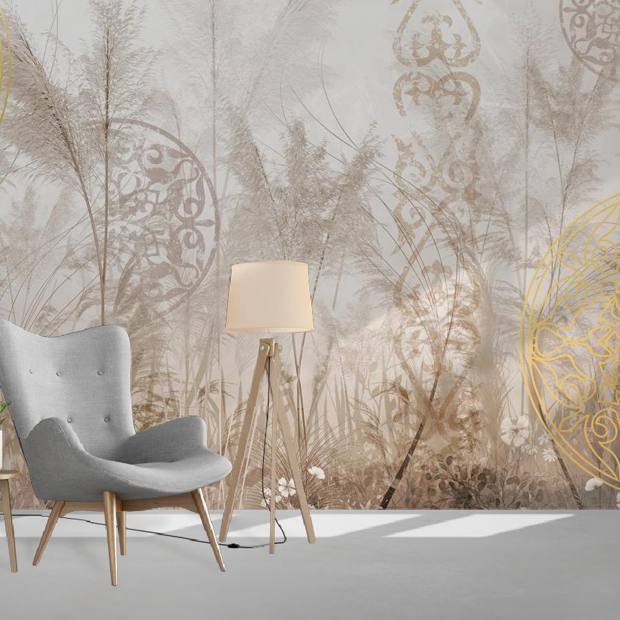 фотообои флористика с национальным орнаментом 14-1014