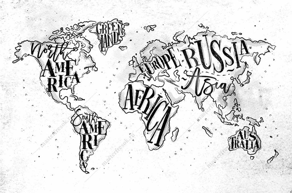Фотообои Стильная карта мира