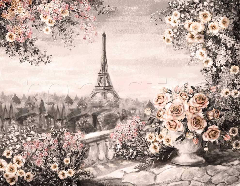 Фотообои Париж эйфелева башня нарисованная