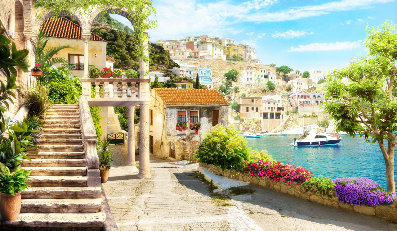 фотообои старая лестница возле набережной 19-0192