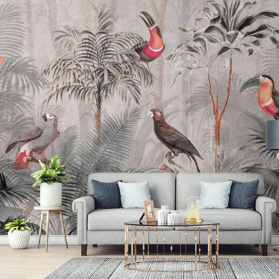 фотообои тропический лес с птицами 12-1844