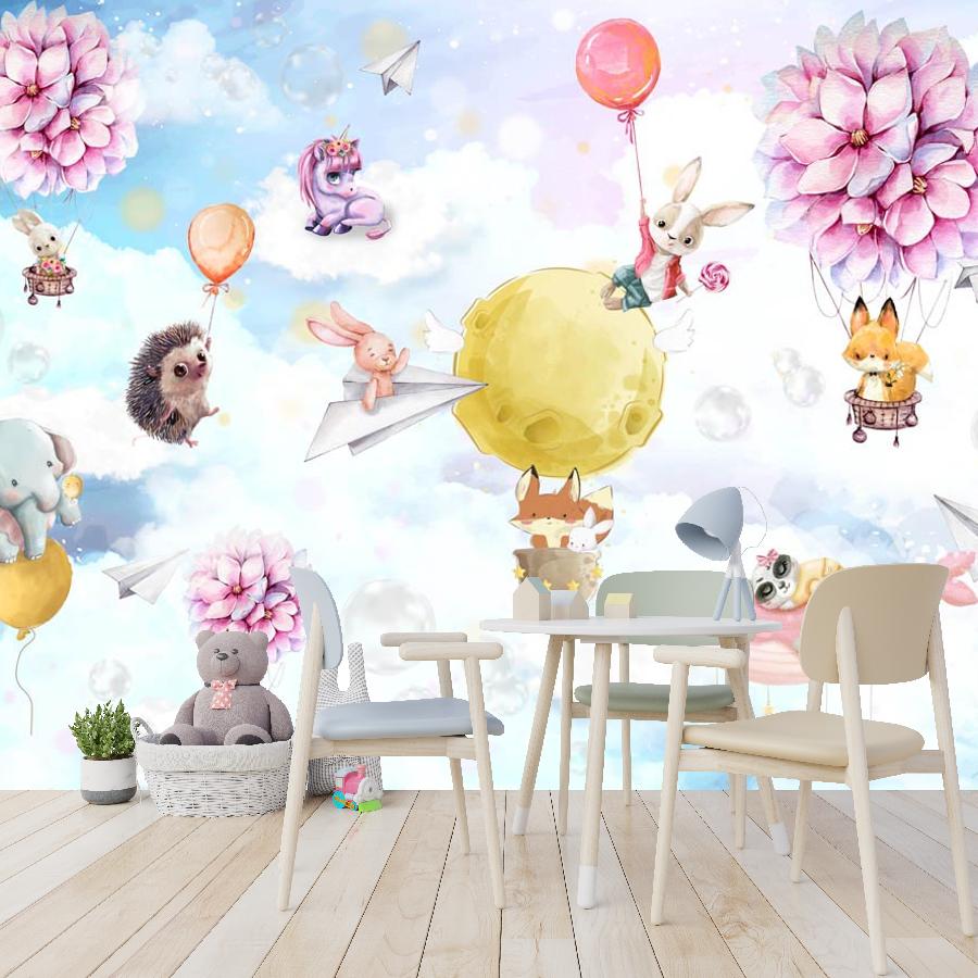 фотообои зверята на воздушных шариках 12-1308 фотообои зверята на воздушных шариках 12-1308