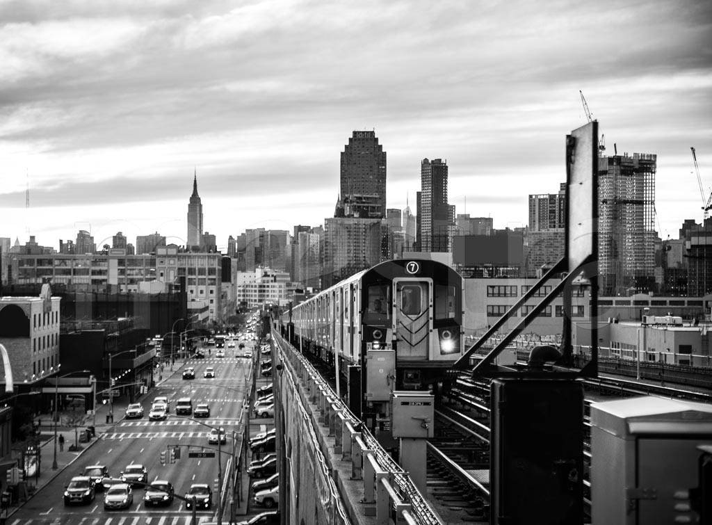 Фотообои Нью Йорк черно белый, железная дорога