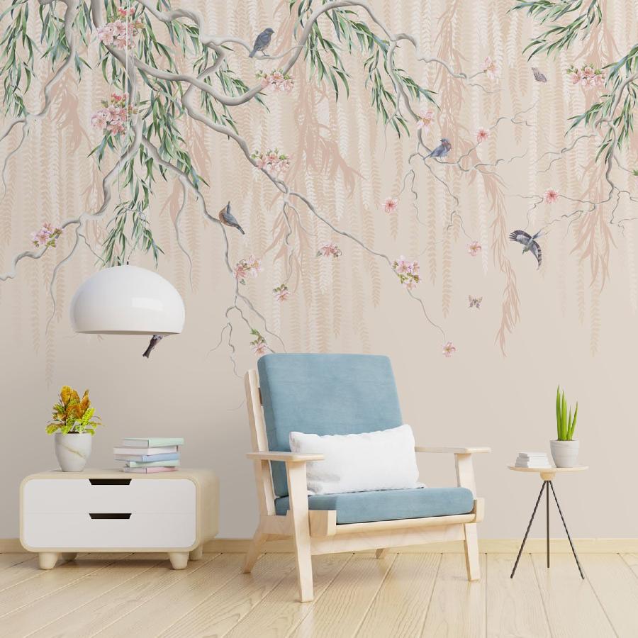 фотообои нежные веточки с птицами 13-721 фотообои нежные веточки с птицами 13-721