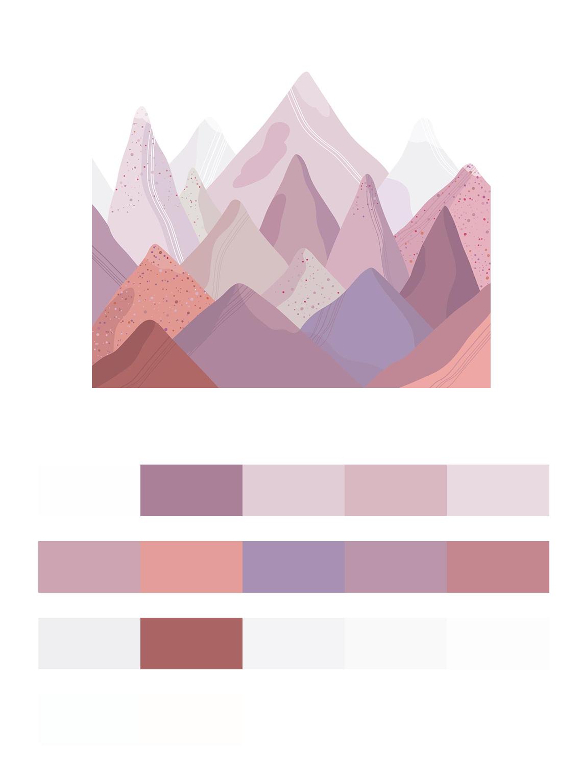 3д Горы в розовых тонах цвета