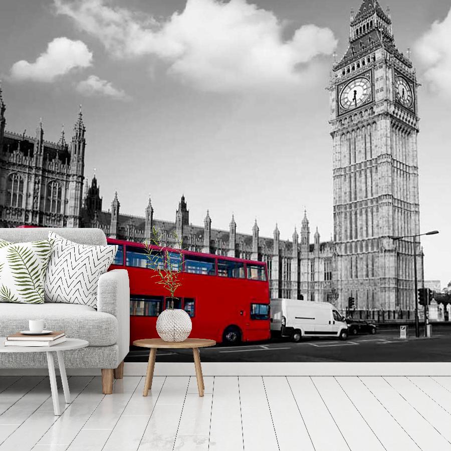 фотообои красный автобус на улицах лондона 9-438